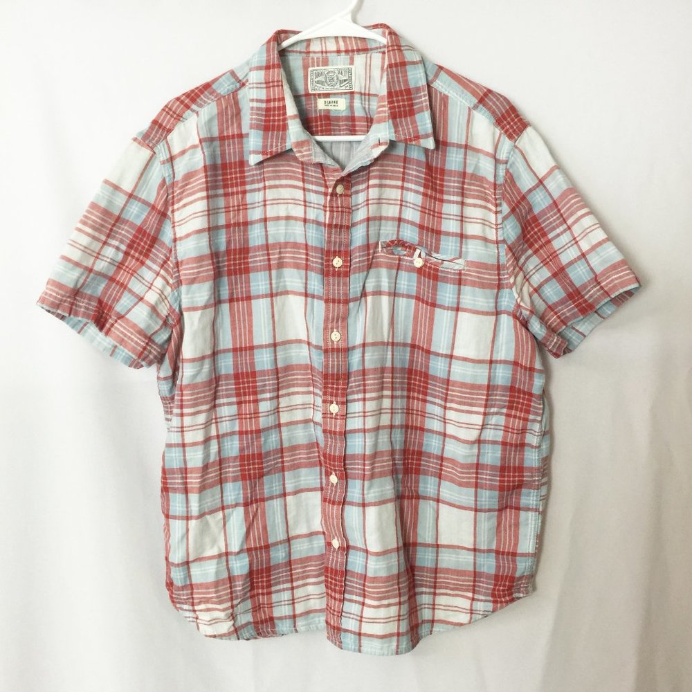 Lucky Brand Button-Down Shirt Red White & Blue XL
